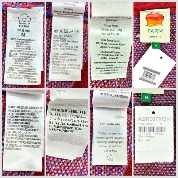 Farm Rio Palms Paradise Teal Cardigan Sweater Blue Red Medium NEW - Picture 8 of 17